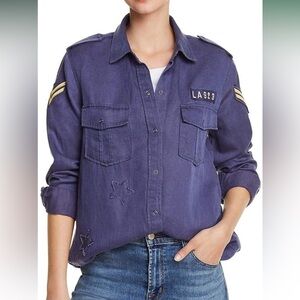 NWOT Rails Kato Military Shirt Jacket Tokyo Blue Patch Casual Women’s Medium